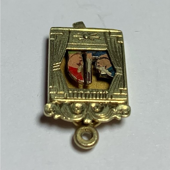 14K Yellow Gold Articulated 3D Punch and Judy Theater Charm Pendant Antique? - Picture 6 of 11